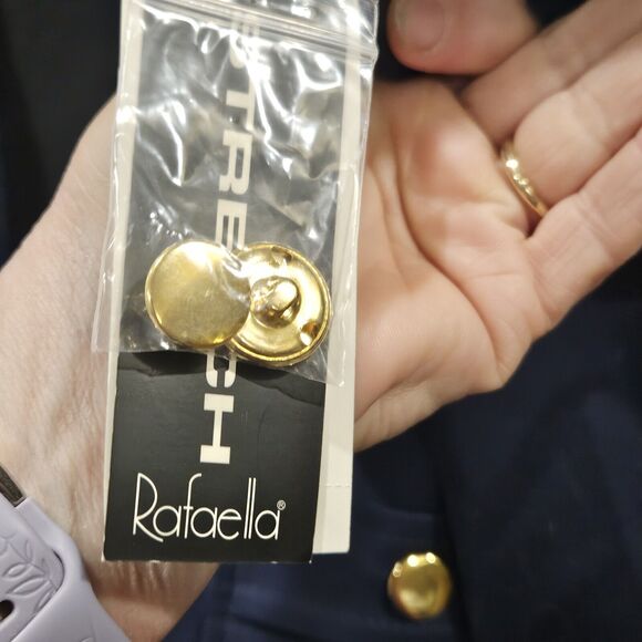 Rafaella Vintage Nautical Blue Stretch Cropped Jacket Shoulder Pads Size 10 - Picture 9 of 12